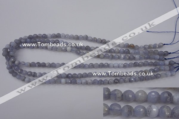 CAG4361 15.5 inches 6mm faceted round blue lace agate beads