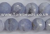 CAG4363 15.5 inches 10mm faceted round blue lace agate beads