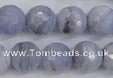 CAG4364 15.5 inches 12mm faceted round blue lace agate beads