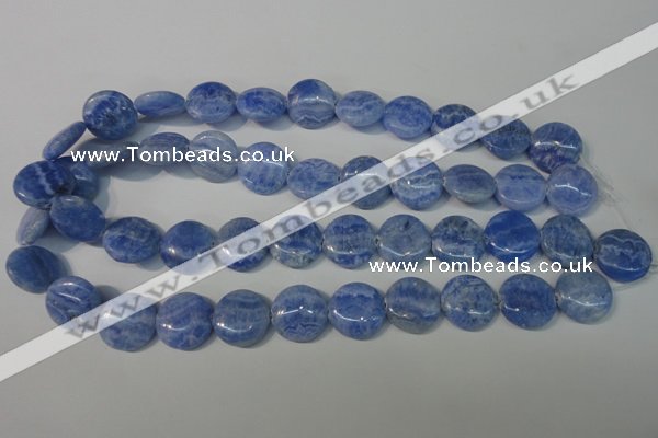 CAG4381 15.5 inches 18mm flat round dyed blue lace agate beads