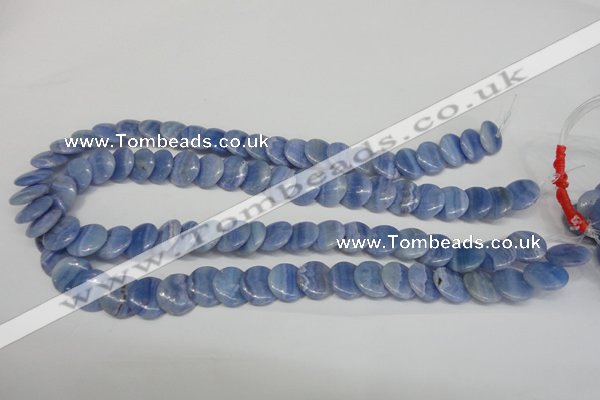 CAG4392 15.5 inches 14mm flat round dyed blue lace agate beads