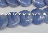 CAG4393 15.5 inches 18mm flat round dyed blue lace agate beads