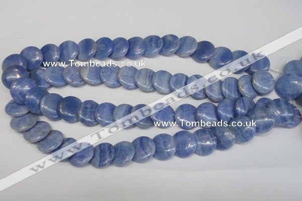 CAG4393 15.5 inches 18mm flat round dyed blue lace agate beads