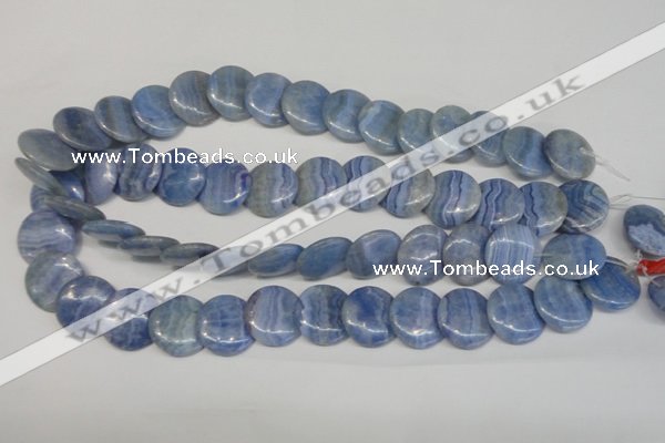 CAG4394 15.5 inches 20mm flat round dyed blue lace agate beads