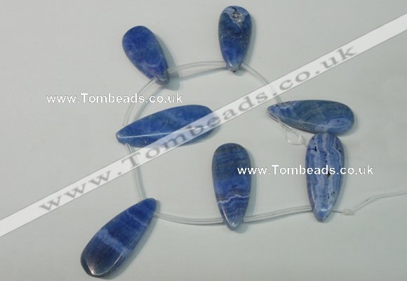 CAG4400 Top-drilled 16*28mm – 16*38mm flat teardrop blue lace agate beads