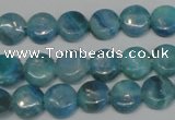 CAG4420 15.5 inches 10mm flat round dyed blue lace agate beads