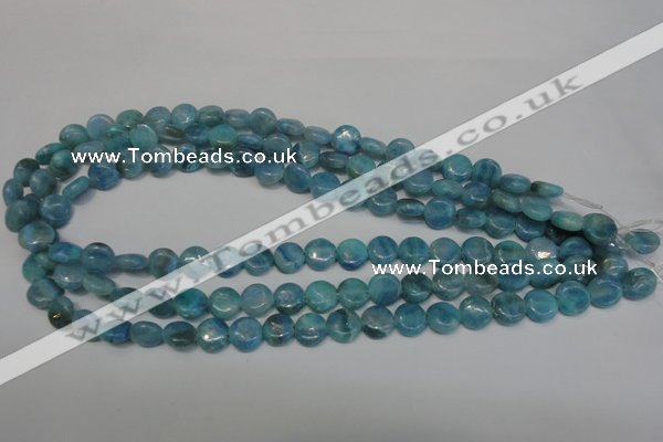 CAG4420 15.5 inches 10mm flat round dyed blue lace agate beads