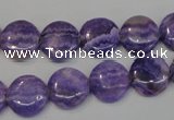 CAG4428 15.5 inches 12mm flat round dyed blue lace agate beads