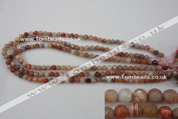 CAG4471 15.5 inches 6mm faceted round pink botswana agate beads