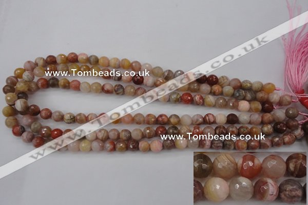 CAG4472 15.5 inches 8mm faceted round pink botswana agate beads