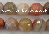 CAG4474 15.5 inches 12mm faceted round pink botswana agate beads