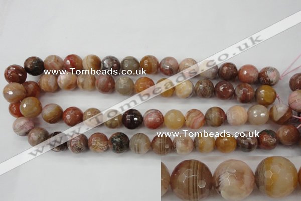 CAG4475 15.5 inches 14mm faceted round pink botswana agate beads