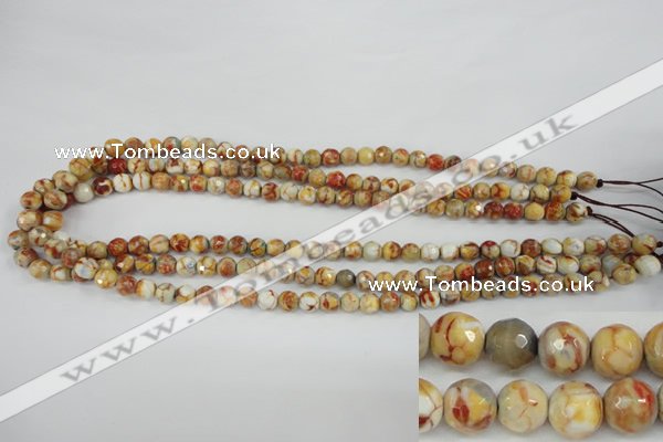 CAG4482 15.5 inches 6mm faceted round fire crackle agate beads