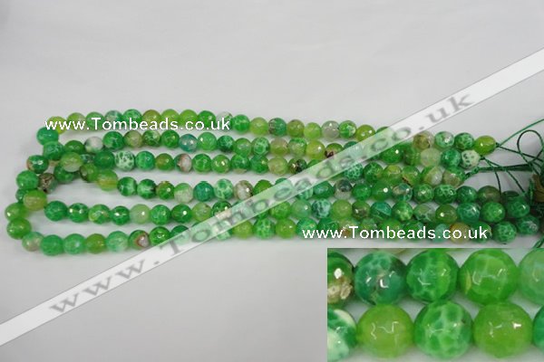 CAG4496 15.5 inches 8mm faceted round fire crackle agate beads