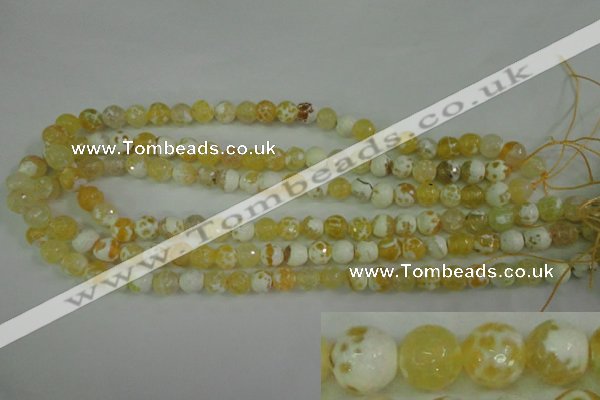 CAG4502 15.5 inches 8mm faceted round fire crackle agate beads