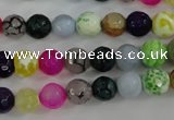 CAG4504 15.5 inches 8mm faceted round fire crackle agate beads