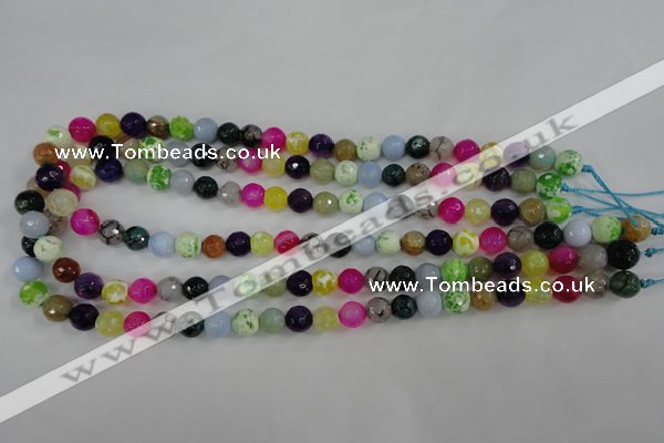 CAG4504 15.5 inches 8mm faceted round fire crackle agate beads