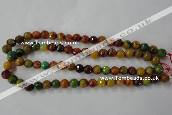 CAG4520 15.5 inches 10mm faceted round fire crackle agate beads