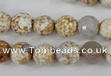 CAG4521 15.5 inches 10mm faceted round fire crackle agate beads