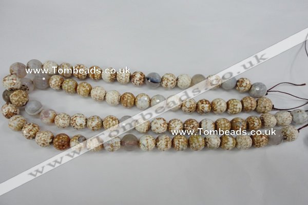 CAG4521 15.5 inches 10mm faceted round fire crackle agate beads