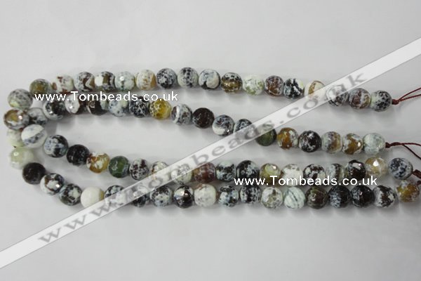 CAG4522 15.5 inches 10mm faceted round fire crackle agate beads