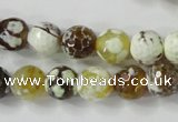 CAG4523 15.5 inches 10mm faceted round fire crackle agate beads