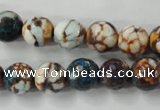 CAG4524 15.5 inches 10mm faceted round fire crackle agate beads