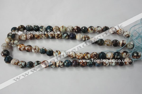 CAG4524 15.5 inches 10mm faceted round fire crackle agate beads