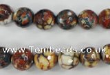 CAG4525 15.5 inches 10mm faceted round fire crackle agate beads