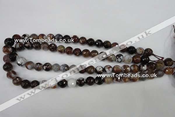 CAG4526 15.5 inches 10mm faceted round fire crackle agate beads