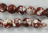 CAG4527 15.5 inches 10mm faceted round fire crackle agate beads