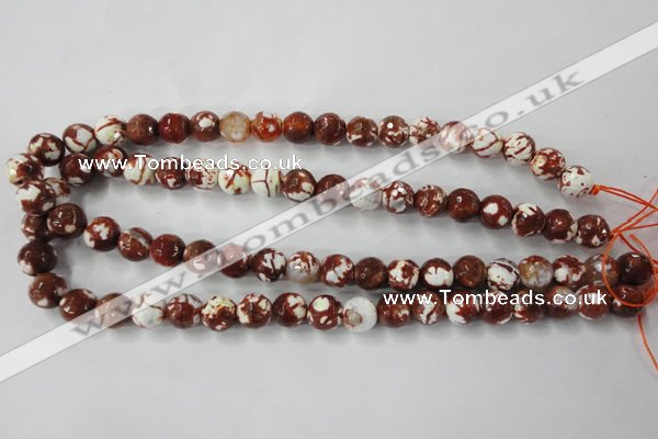 CAG4527 15.5 inches 10mm faceted round fire crackle agate beads