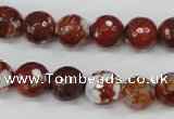 CAG4528 15.5 inches 10mm faceted round fire crackle agate beads