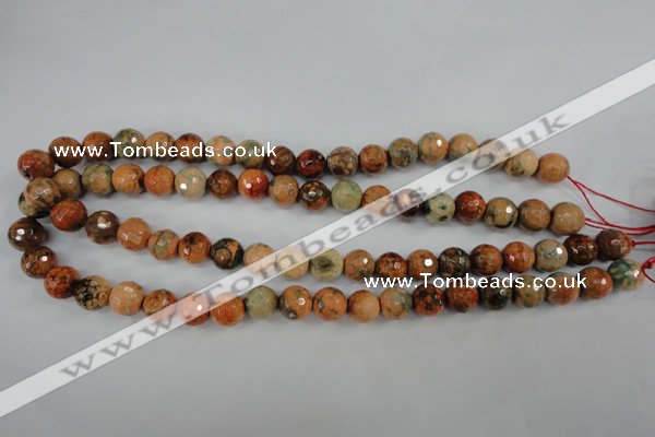 CAG4529 15.5 inches 10mm faceted round fire crackle agate beads