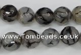 CAG4540 15.5 inches 12mm faceted round fire crackle agate beads