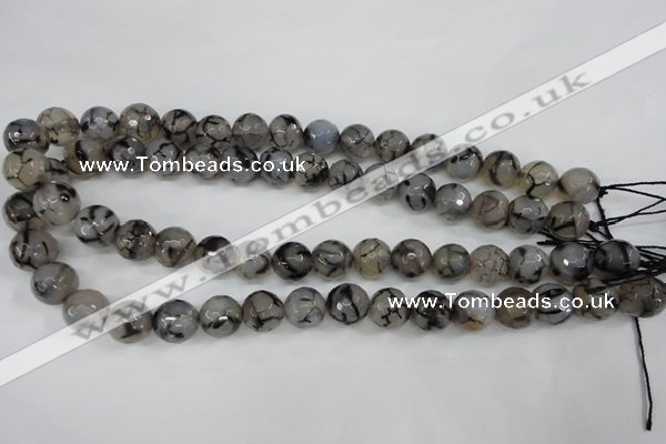 CAG4540 15.5 inches 12mm faceted round fire crackle agate beads