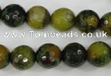 CAG4542 15.5 inches 12mm faceted round fire crackle agate beads