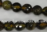 CAG4543 15.5 inches 12mm faceted round fire crackle agate beads