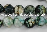 CAG4545 15.5 inches 12mm faceted round fire crackle agate beads