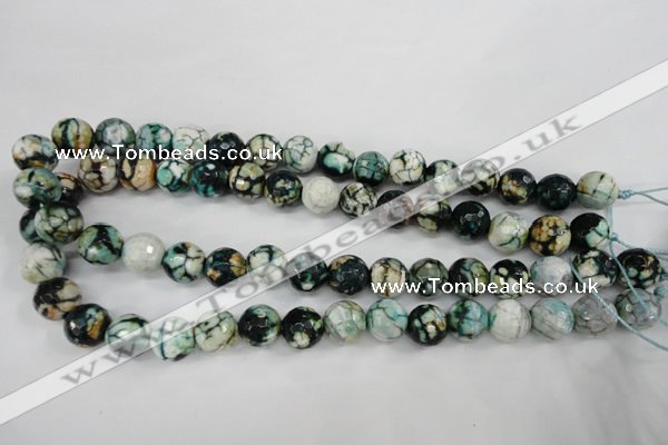 CAG4545 15.5 inches 12mm faceted round fire crackle agate beads