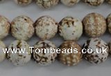 CAG4546 15.5 inches 12mm faceted round fire crackle agate beads