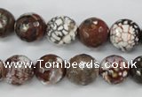 CAG4547 15.5 inches 12mm faceted round fire crackle agate beads