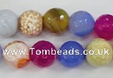 CAG4549 15.5 inches 12mm faceted round fire crackle agate beads