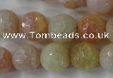 CAG4555 15.5 inches 14mm faceted round fire crackle agate beads