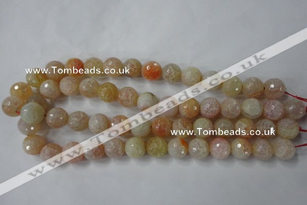 CAG4555 15.5 inches 14mm faceted round fire crackle agate beads