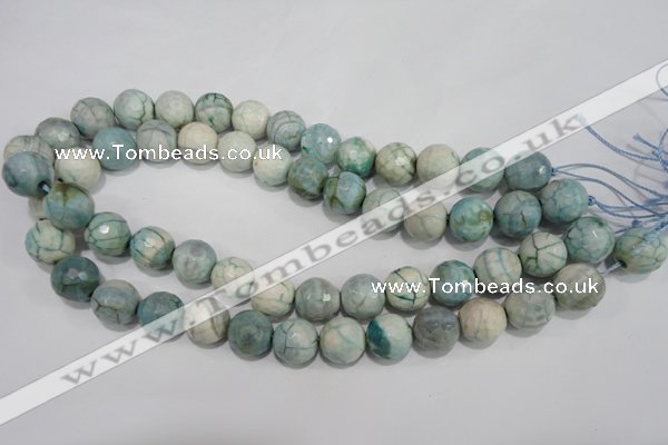 CAG4556 15.5 inches 14mm faceted round fire crackle agate beads