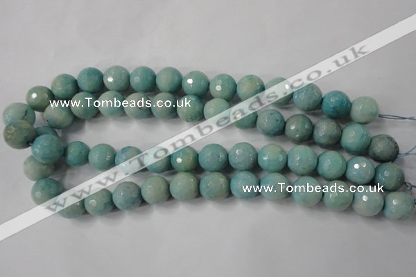 CAG4557 15.5 inches 14mm faceted round fire crackle agate beads