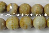 CAG4558 15.5 inches 14mm faceted round fire crackle agate beads