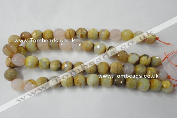 CAG4558 15.5 inches 14mm faceted round fire crackle agate beads