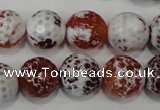 CAG4560 15.5 inches 14mm faceted round fire crackle agate beads